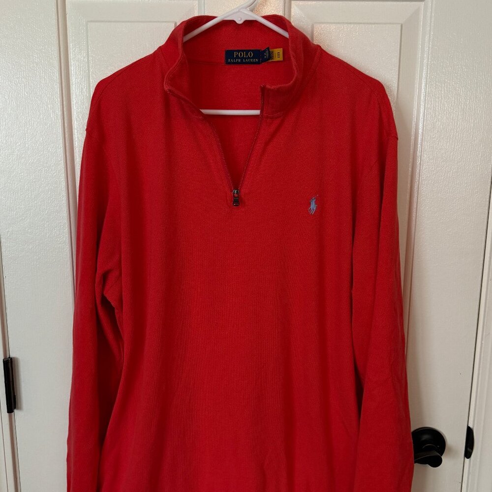 POLO Ralph Lauren men's red/orange quarter zip w/ pockets - never worn, size XL